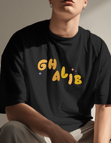 Black Ghalib Unisex Pop Nomenclature Tee | Soft And Breathable 180 GSM