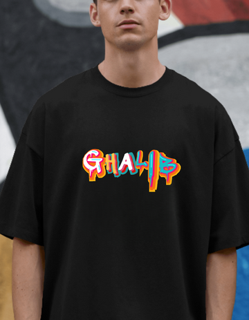 Black Ghalib Unisex Typography Tee | Soft and Breathable 180 GSM
