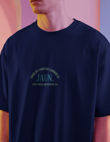 Navy Blue Jaun Eliya Unisex Wavy Graffiti Tee | Soft And Breathable 180 GSM