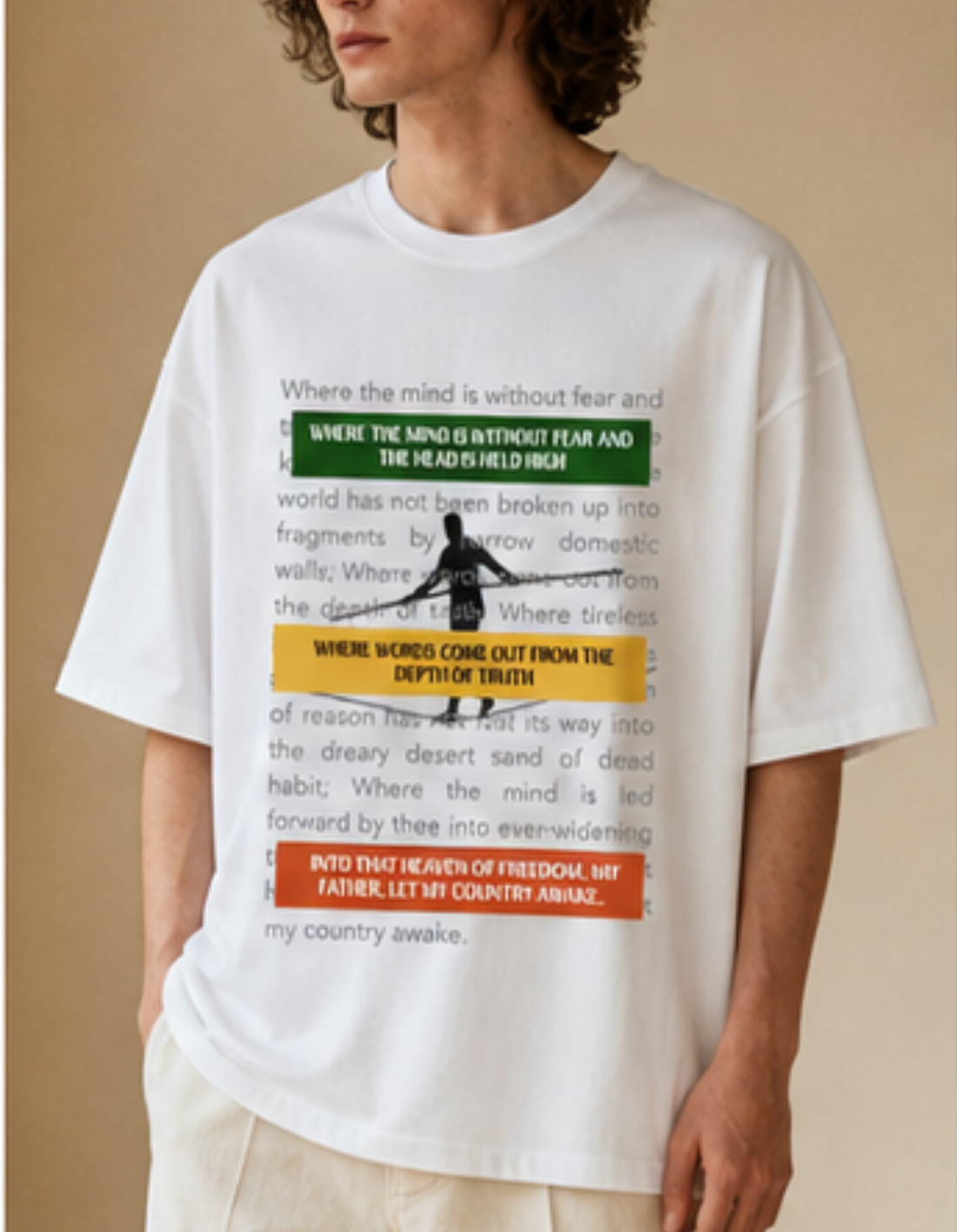 Tagore Where the Mind is without Fear Premium Oversized Tee | Soft And Breathable Heavy Cotton 220 GSM