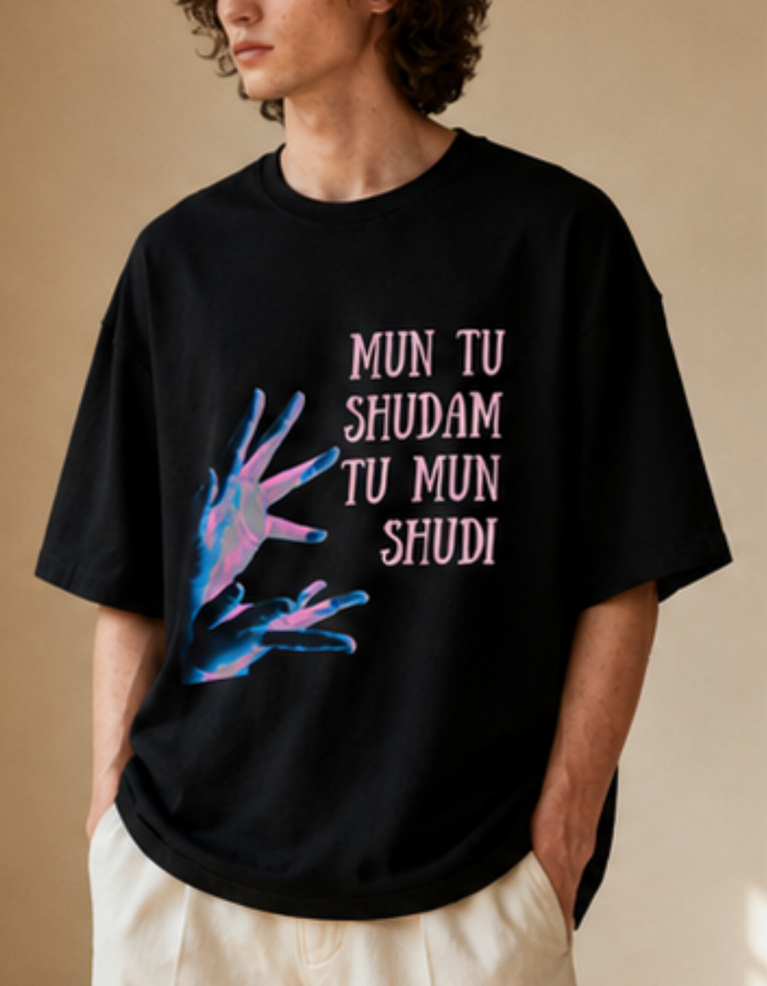 Amir Khusrau Mun Tu Shudam Premium Oversized Tee | Soft And Breathable Heavy Cotton