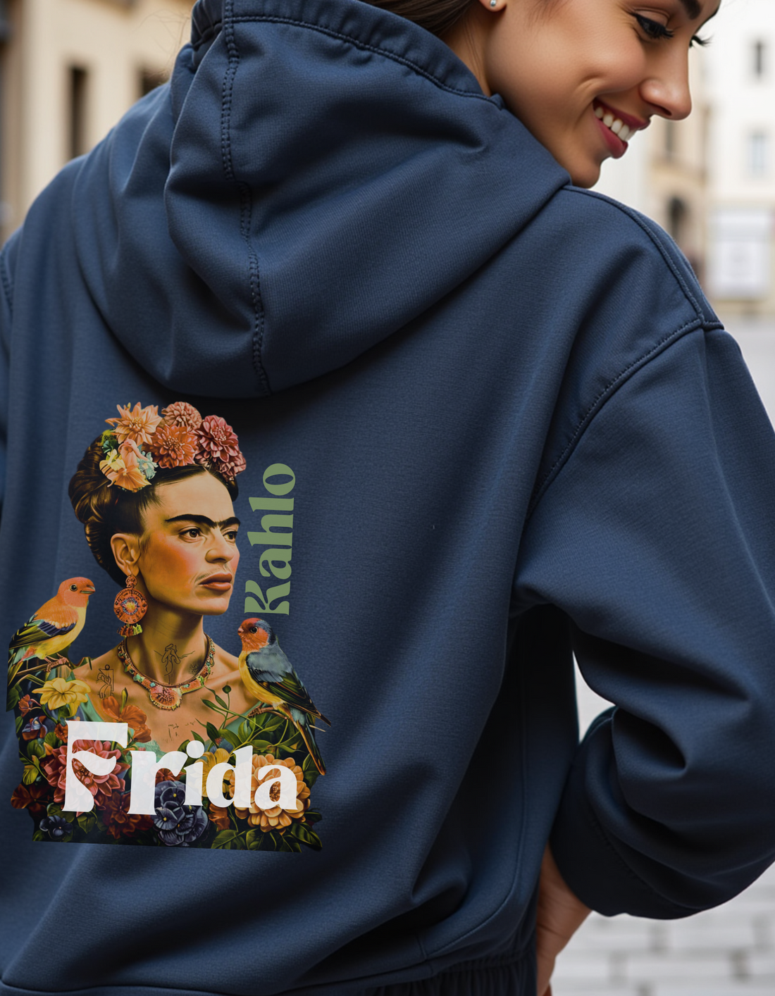 Frida Kahlo Birds Limited Edition Navy Blue Hoodie | Soft & Breathable Pure Cotton