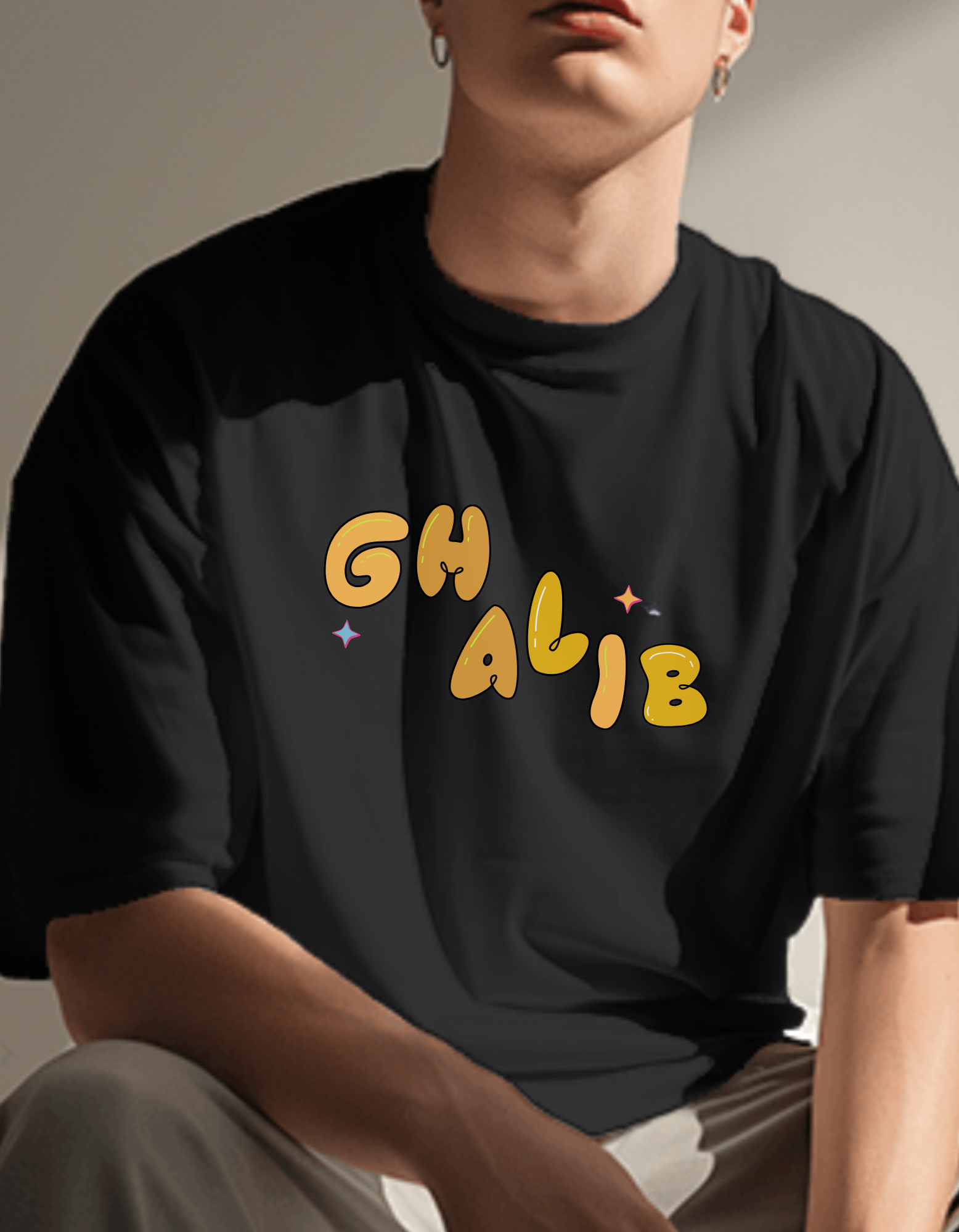 Black Ghalib Unisex Pop Nomenclature Tee | Soft And Breathable 180 GSM