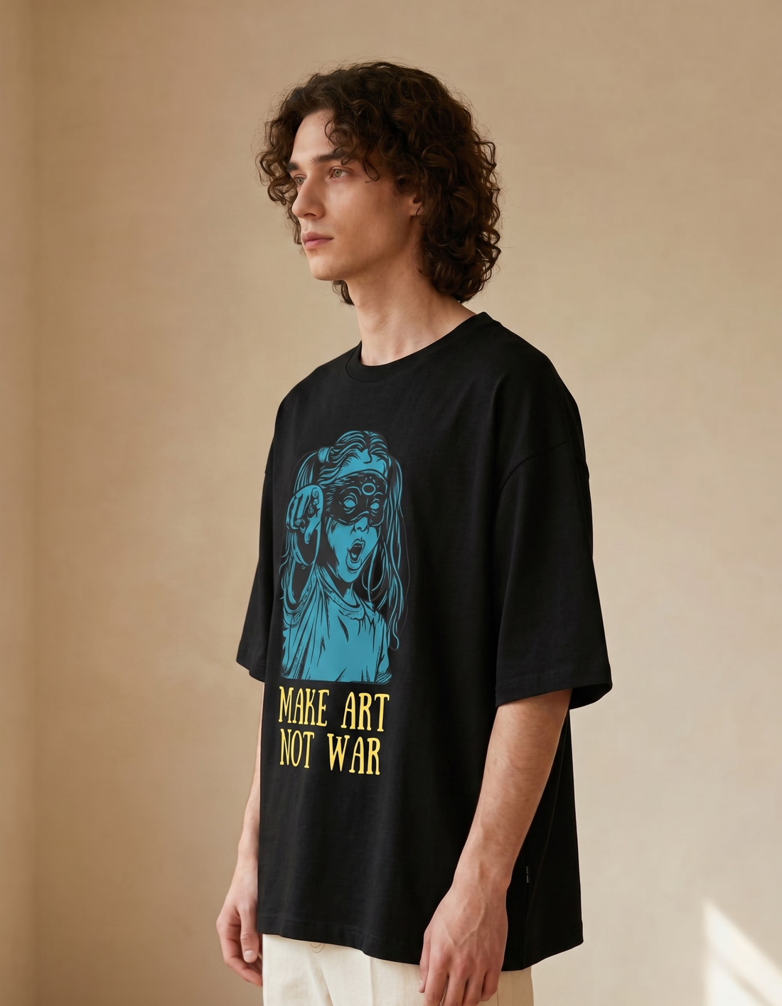Make Art Not War Premium Oversized Tee | Soft And Breathable Heavy Cotton 220 GSM