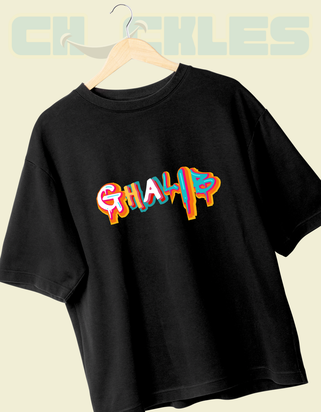 Black Ghalib Unisex Typography Tee | Soft and Breathable 180 GSM