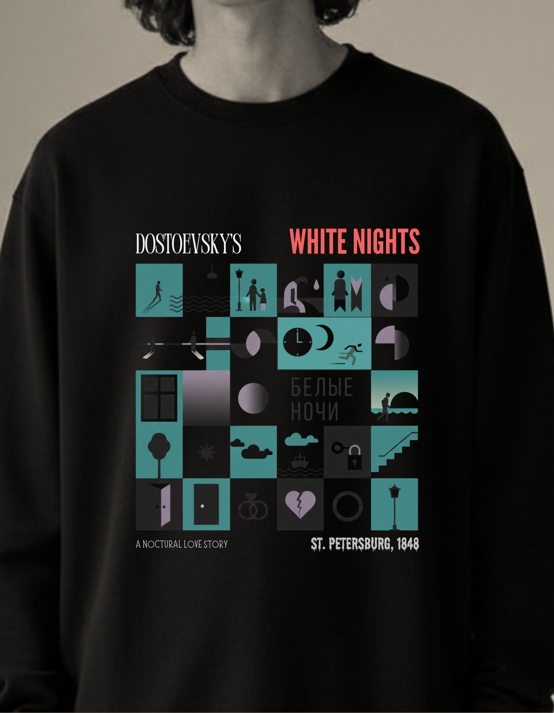 Dostoevsky's WHITE NIGHTS Grid Limited Edition Sweatshirt| Soft And Breathable Pure Cotton
