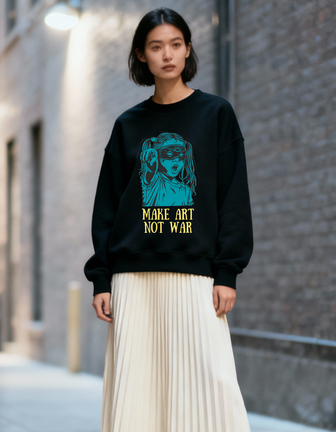 Make Art Not War Premium Sweatshirt The Self Tee | Soft And Breathable Pure Cotton