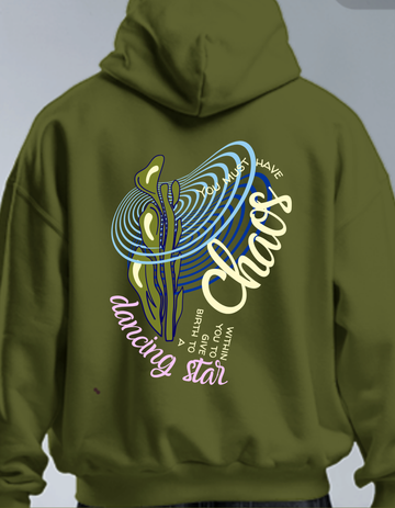 Nietzsche Chaos within You Limited Edition Olive Green Hoodie | Soft & Breathable Pure Cotton