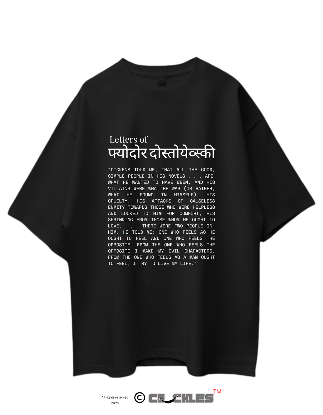 Oversized Dostoevsky (Letters from the Underground V2) Limited Edition Tee | Soft And Breathable 180 GSM
