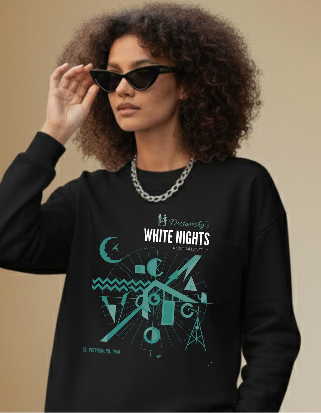 Dostoevsky WHITE NIGHTS Limited Edition Black Sweatshirt | Soft & Breathable Pure Cotton