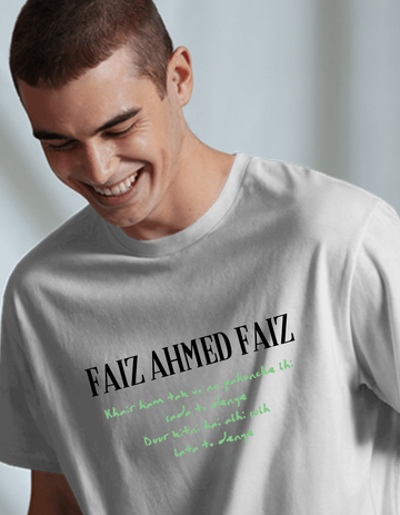 White Faiz Unisex Minimalist Sher Tee | Soft And Breathable 180 GSM