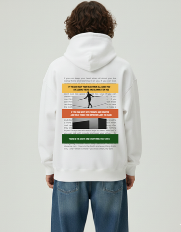 IF by Rudyard Kipling Limited Edition White Hoodie | Soft & Breathable Pure Cotton